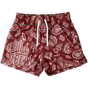 MUAY THAI SHORTS (MID THIGH CUT) BANDANA - RED / CREAM