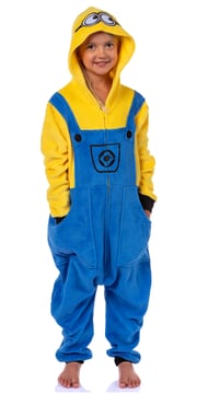 Intimo Despicable Me Minions Kids Bob The Minion 1 Piece Union Suit Footless Hooded Pajama For Boys or Girls (8)