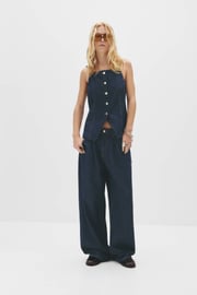 Mid-rise baggy jeans with pleats