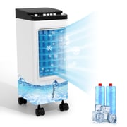 4L Portable Air Cooler Humidifier 65W with 3 Fan Speed, 3 Modes, 2 Ice Pack, 120 Degree Oscillation (White)