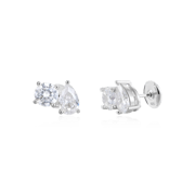Moissanite Toi et Moi Stud Earrings – Round & Pear