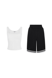 LUNA TOP + BASKETBALL SHORT - DOVE / BLACK