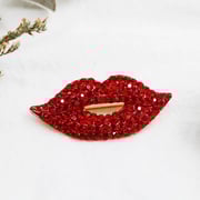 Fashion Pin Lips Alloy Enamel Gold Plated Rhinestones Unisex Brooches
