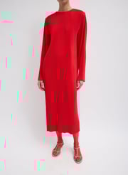 Plissé Midi Dress