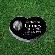 Forever Heart Black Single Granite marker 16x16
