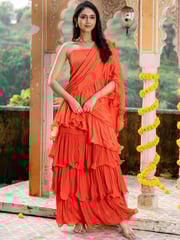 HOUSE OF JAMOTI Fairy Dawn Ruffle Chiffon Saree