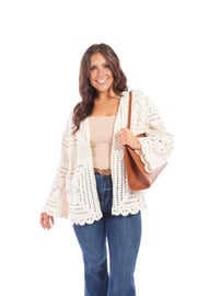 Women's Crochet Scallop Hem Cardigan