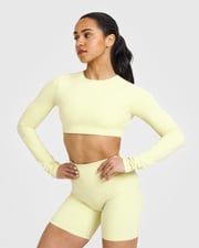 SoftMotion™ Long Sleeve Crop Top | Pastel Yellow