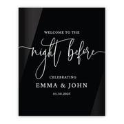 Elegant Custom Black Acrylic Welcome Sign for Wedding Rehearsal Dinner, 16'' x 20''