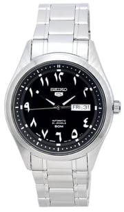 Seiko 5 Stainless Steel Black Arabic Dial Automatic SNKP21 SNKP21J1 SNKP21J Mens Watch