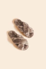 Criss Cross Fuzzy Slippers - Teddy