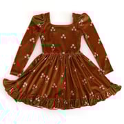 Sugar Almond Floral Velvet Mod Twirl Dress