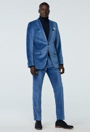 Custom Suits Made For You - Harford Velvet Stone Blue Suit | INDOCHINO