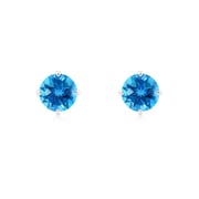 Claw-Set Round Swiss Blue Topaz Solitaire Stud Earrings