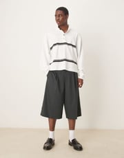 ASOS DESIGN oversized bermuda shorts with pintucks in green