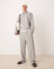 ASOS DESIGN wide leg smart sweatpants in gray heather - part of a set