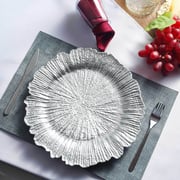 6-Pack Acrylic Plastic Charger Plates 13" Round Silver Reef Design - Decorative Dinner Charger Tableware