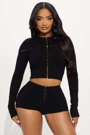 Kami Snatched 2 Piece Micro Mini Short Set - Black