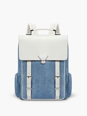 Denim-Inspired PU Fabric 15.6-Inch Backpack
