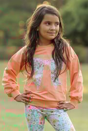 Bow Applique Sweater - Tangerine Tides (Pre-Order)