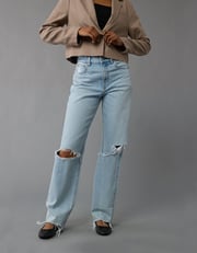 AE Strigid Super High-Waisted Baggy Straight Ripped Jean