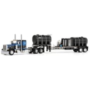 1/64 Peterbilt 379 Semi Truck with Sleeper Cab & DEMCO Liquid Tender Trailer, Blue & Black, DCP by First Gear
