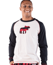 Moose Plaid Men's Long Sleeve PJ Tee