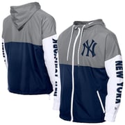 Men's New York Yankees  New Era Navy/Gray Color Block Full-Zip Hoodie Windbreaker