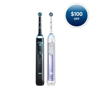 Oral-B Genius 7500 Rechargeable Electric Toothbrush Twin Pack, Black and Orchid Purple