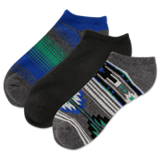 HOTSOX Men's Geometric Stripe 3 Pack Low Cut Socks