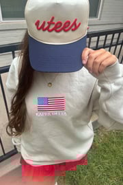 Embroidered Flag Ivory Sorority Crewneck