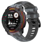 For Garmin Instinct 3 AMOLED / Solar 50mm Camouflage Printed Silicone Watch Band(Black Gray)