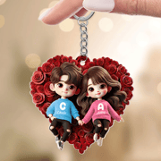 Personalized Couple Lying Together Acrylic Ornament, Keychain For Couple, Newly Engaged Gift, Couple Valentines Gift