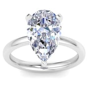 5 Carat Pear Shape Lab Grown Diamond Solitaire Engagement Ring In 14K White Gold (G-H,VS2)