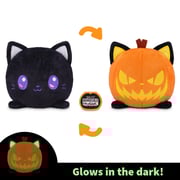 Halloween Cat & Jack-o-Lantern 4" Reversible Plushie (Glow)