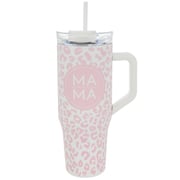 Pink Leopard Print Mama Stainless Steel Tumbler