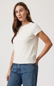 LUXE TOUCH TENCEL™ RIBBED T-SHIRT IN COCONUT MILK