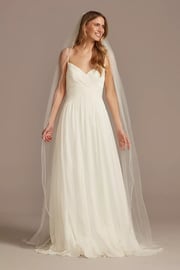 Bead and Pearl Trimmed Chapel Length Veil
