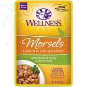 Wellness Healthy Indulgence Natural Grain Free Morsels with Chicken and Turkey in Savory Sauce Cat Food Pouch