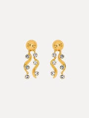 Crystal Wave Drop Clip-On Earrings