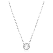 Angelic pendant, Round cut, White, Rhodium plated