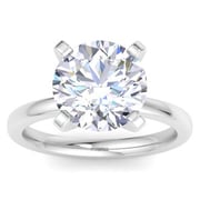 5 Carat Round Shape Lab Grown Diamond Solitaire Engagement Ring In 14K White Gold (G-H,VS)