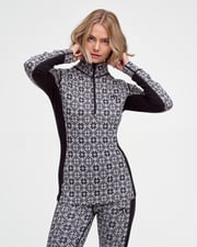 Rose Half Zip Baselayer Top - 100% Merino Wool - Black