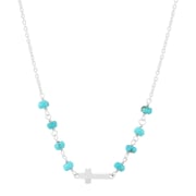 Steady Guide Cross Necklace, Teal Turquoise