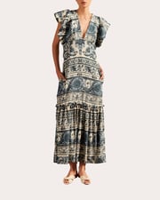 Hera Printed Gathered Maxi Dress