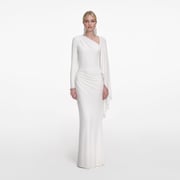 White Jersey Drape Maxi Dress