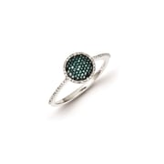 Sterling Silver Blue and White Diamond Round Ring