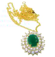 Timeless Treasure genuine Emerald 14K Gold over .925 Sterling Silver handmade necklace