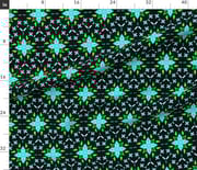 Fabric in Blue Quill Floral Black Background