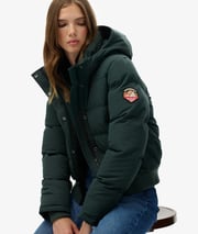 womens Everest Hooded Bomber Jacket in CEDAR GREEN | Superdry US